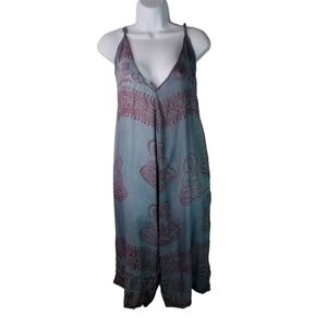 Kathmandu Imports buddha om mantra strappy wide leg crop romper jumpsuit new